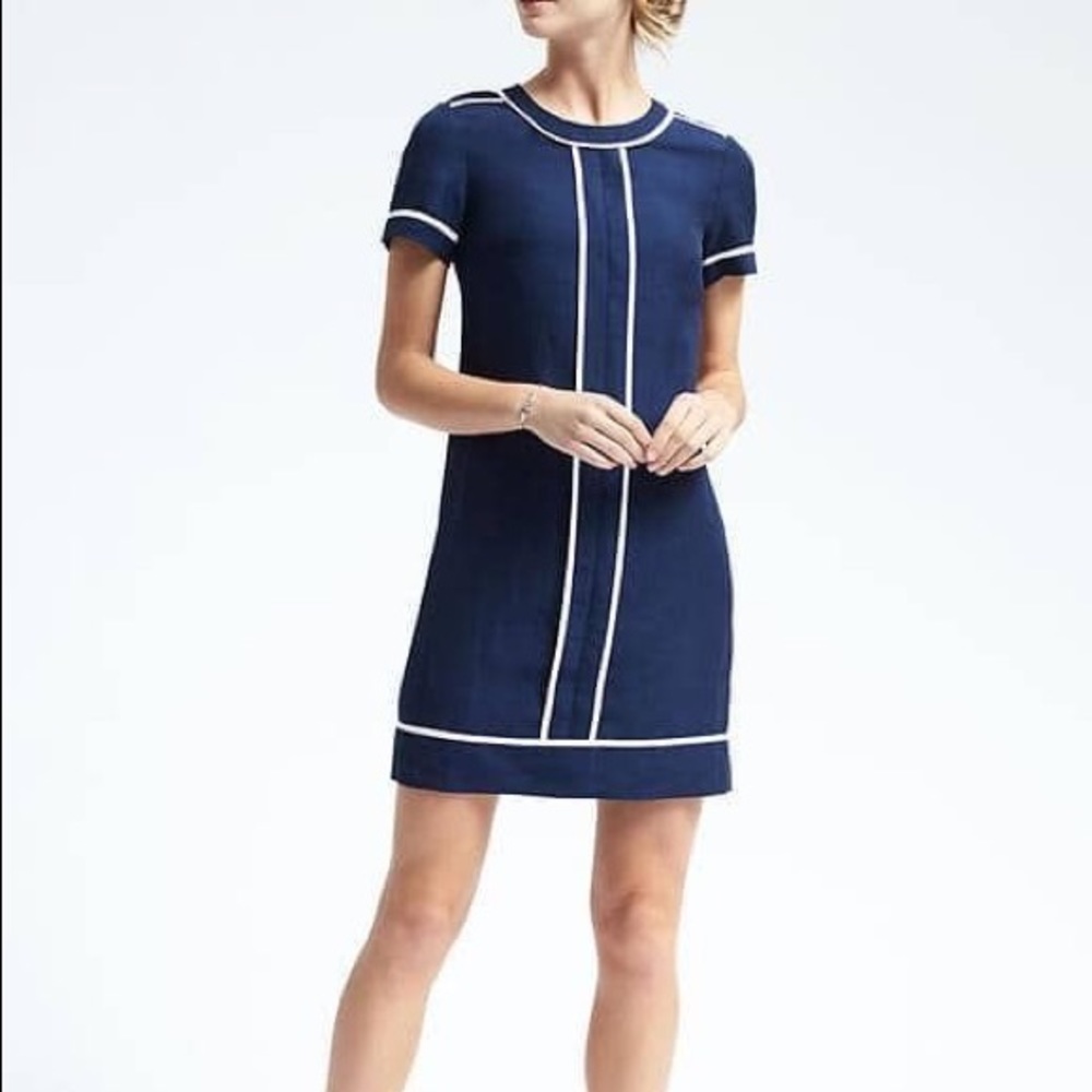 Banana Republic Piped Navy Shift Dress